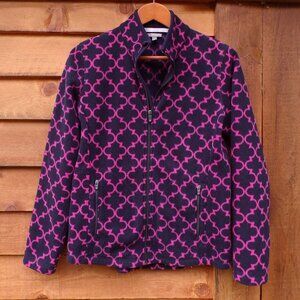 Talbots Women's Full-Zip Fleece Jacket Size M Long Sleeve Zip Pockets Blue Pink